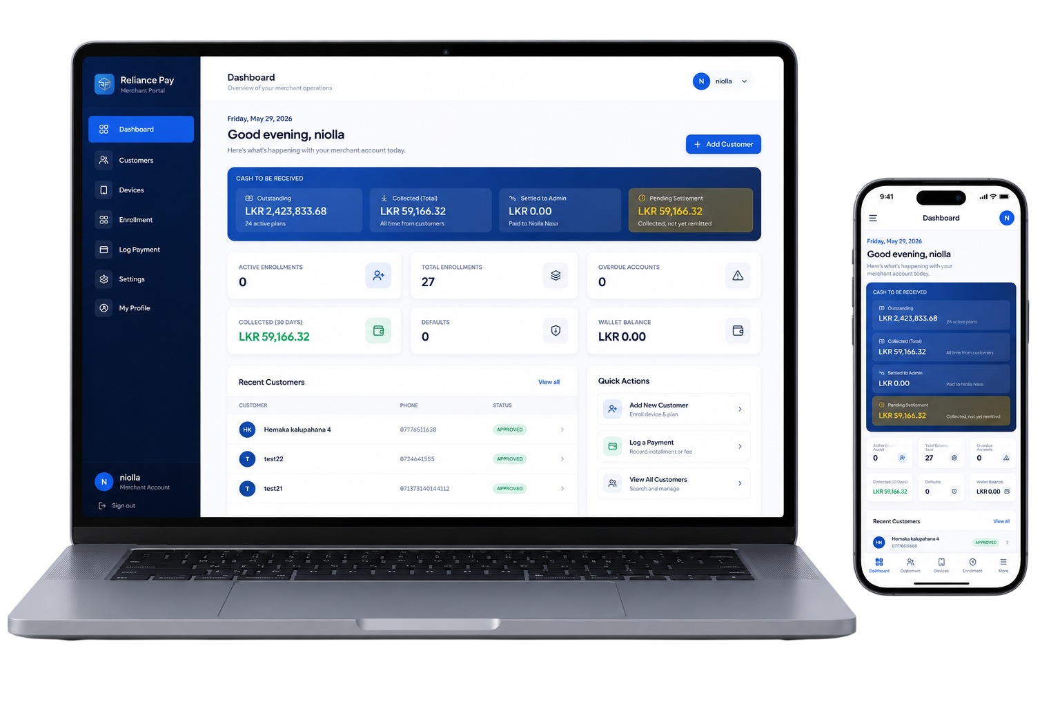 Reliance Pay — Financing & MDM
